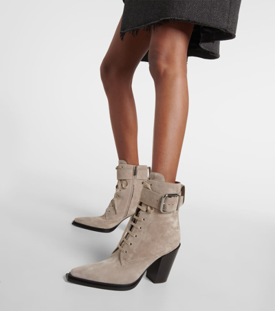Shop Jimmy Choo Myos 80 Suede Lace-up Boots In Brown