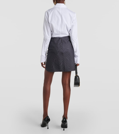 Off-white Wool Blend Skirt With Revisited Pinstriped Motif In Grau
