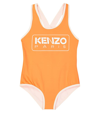 Shop Kenzo Logo Swimsuit In Red
