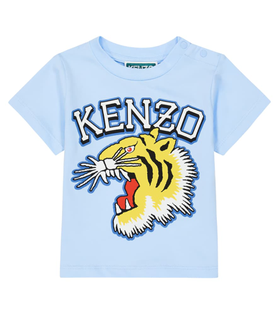 Shop Kenzo Baby Printed Cotton Jersey T-shirt In Blue
