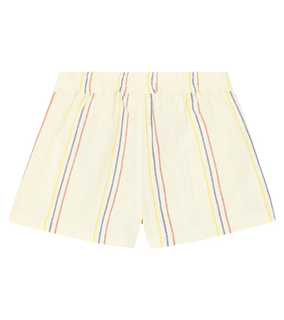 Shop Mini Rodini Striped Cotton Blend Shorts In White