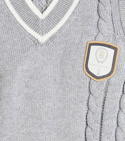Shop Brunello Cucinelli Cotton Sweater Vest In Grey