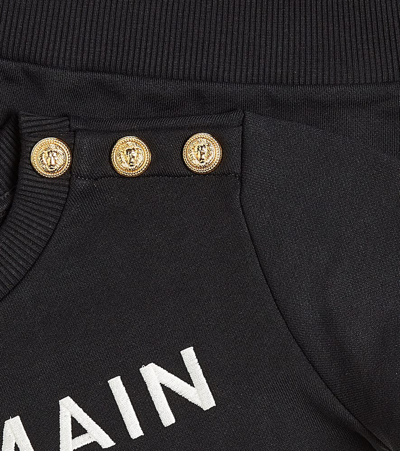 Shop Balmain Logo Cotton Jersey Sweatshirt In Black