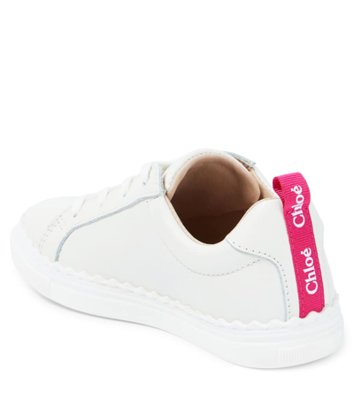 Shop Chloé Logo Leather Sneakers In White