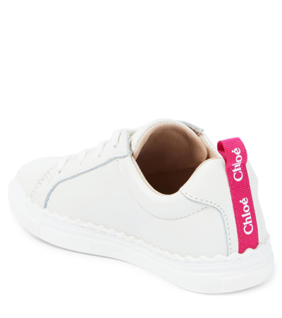 Shop Chloé Kids Logo Leather Sneakers In White