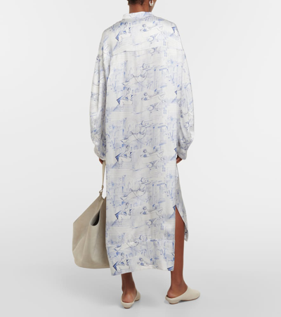 Khaite Brom Printed High-low Midi Dress In Weiss