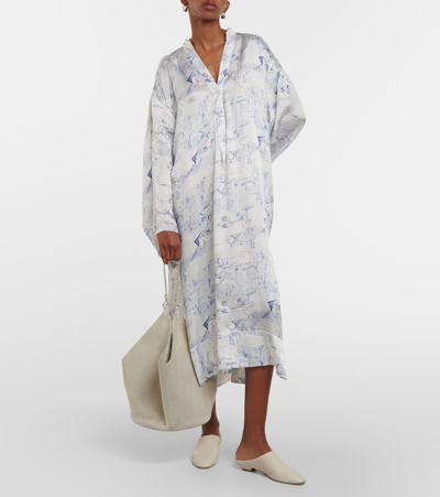 Khaite Brom Printed High-low Midi Dress In Weiss