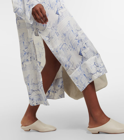 Khaite Brom Printed High-low Midi Dress In Weiss