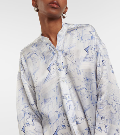 Khaite Brom Printed High-low Midi Dress In Weiss