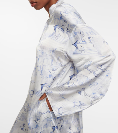 Khaite Brom Printed High-low Midi Dress In Weiss