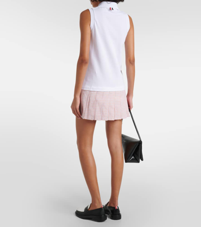 Shop Thom Browne Pleated Cotton Polo Dress In White