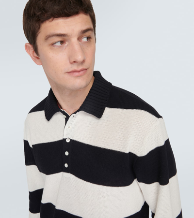 Shop Thom Browne Striped Cotton Polo Sweater In Blue