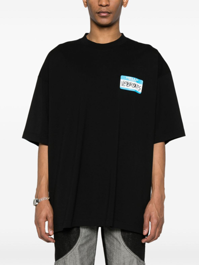 Shop Vetements My Name Is  Cotton T-shirt In Black