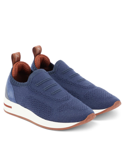 Loro Piana 360 Lp Knit Slip-on Sneakers In Blue