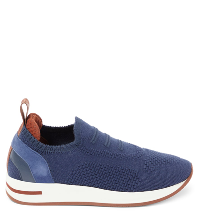 Loro Piana 360 Lp Knit Slip-on Sneakers In Blue