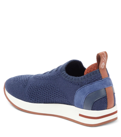 Shop Loro Piana 360 Lp Knit Slip-on Sneakers In Blue