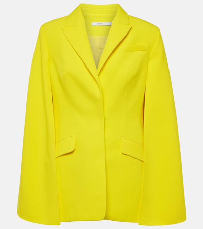 Shop Safiyaa Hadley Caped Crêpe Blazer In Yellow