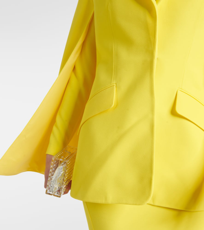 Shop Safiyaa Hadley Caped Crêpe Blazer In Yellow