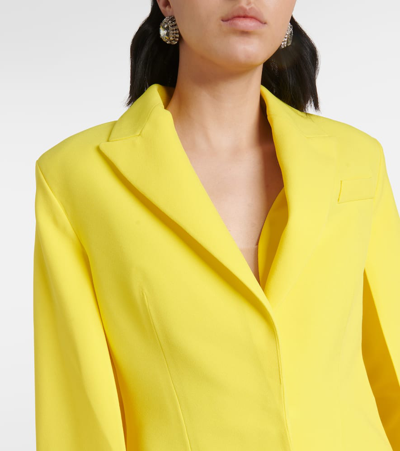 Shop Safiyaa Hadley Caped Crêpe Blazer In Yellow