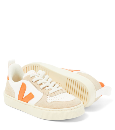 Shop Veja V-10 Leather Sneakers In Multicoloured