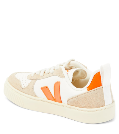 Shop Veja V-10 Leather Sneakers In Multicoloured