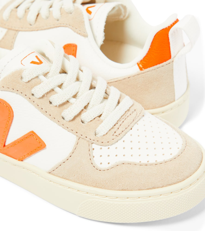 Shop Veja V-10 Leather Sneakers In Multicoloured