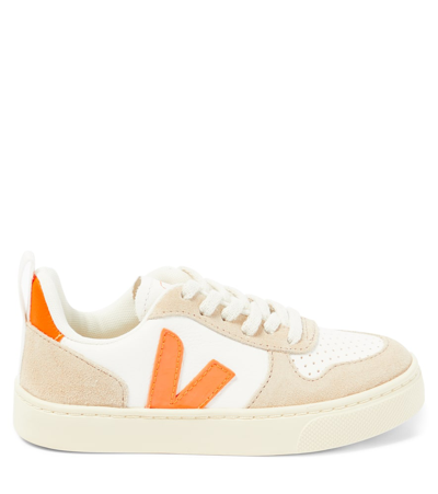 Shop Veja V-10 Leather Sneakers In Multicoloured