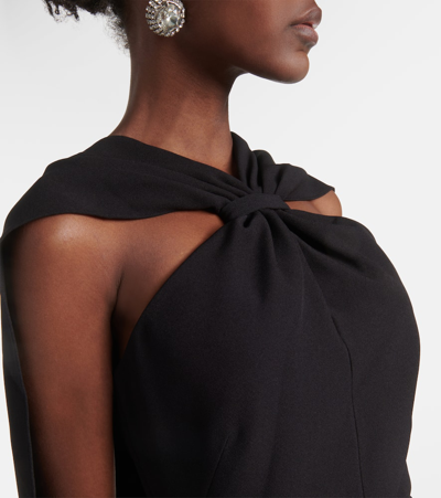 Shop Safiyaa Lilien Caped Crepe Gown In Black