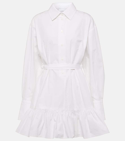 Patou Ruffled Mini Shirtdress In White