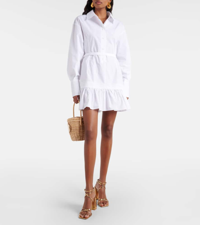 Patou Ruffled Mini Shirtdress In White