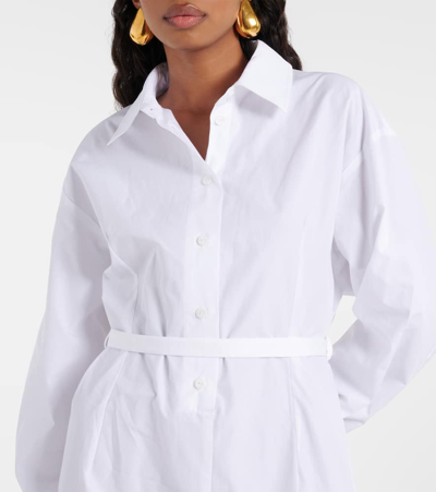 Patou Ruffled Mini Shirtdress In White