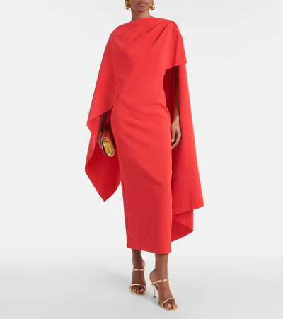 Shop Roksanda Demetria Caped Midi Dress In Red