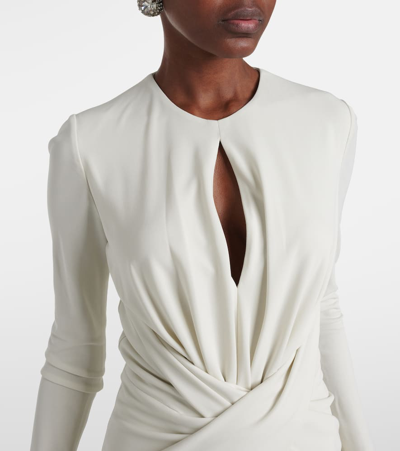 Shop Elie Saab Gathered Cutout Jersey Gown In White