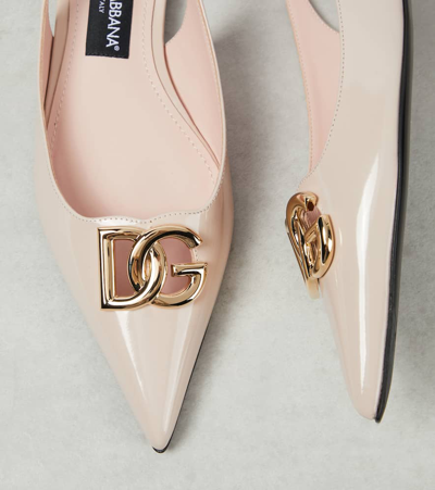 Shop Dolce & Gabbana Dg Patent Leather Slingback Flats In Pink