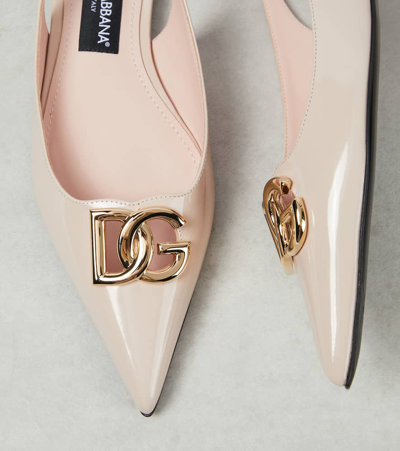 Dolce & Gabbana Dg Patent Leather Slingback Flats In Pink