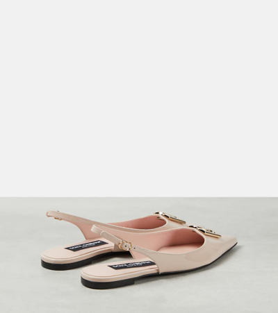 Shop Dolce & Gabbana Dg Patent Leather Slingback Flats In Pink