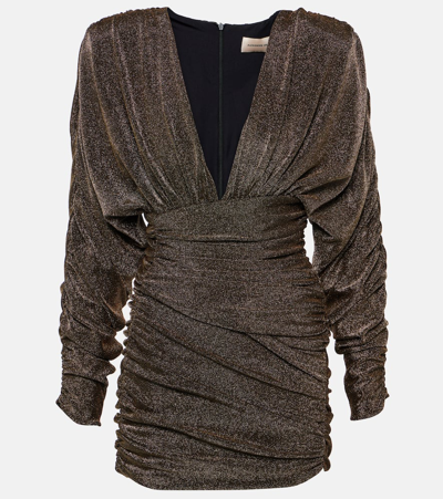 Shop Alexandre Vauthier Ruched Minidress In Gold