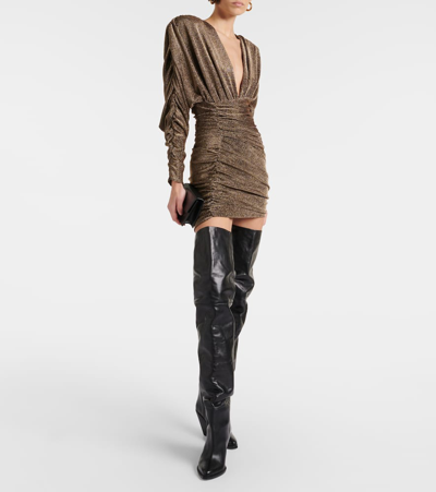 Shop Alexandre Vauthier Ruched Minidress In Gold