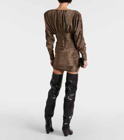 Shop Alexandre Vauthier Ruched Minidress In Gold