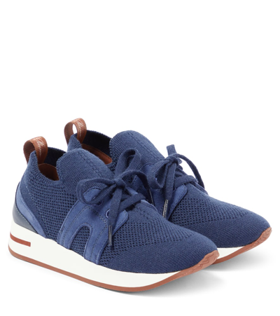 Shop Loro Piana 360 Lp Flexy Walk Knit Sneakers In Blue