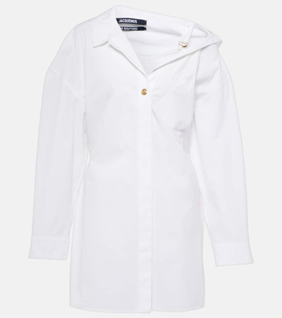 Jacquemus Les Sculptures Dropped Shoulder La Mini Robe Chemisier Dress In White