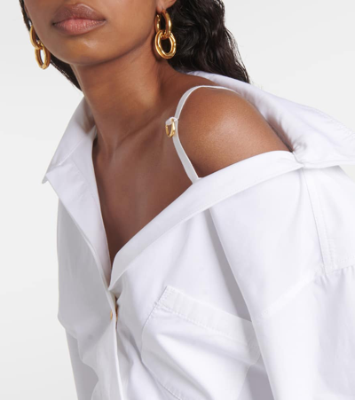 Jacquemus Les Sculptures Dropped Shoulder La Mini Robe Chemisier Dress In White
