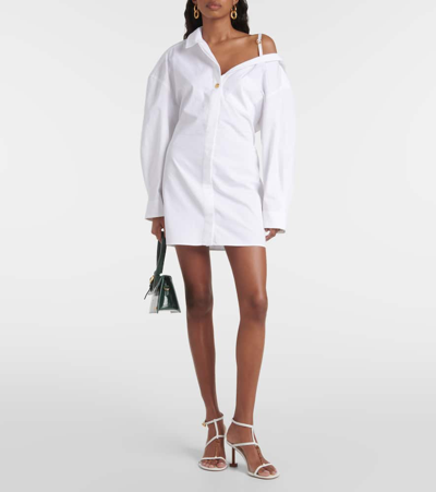 Shop Jacquemus La Mini Robe Chemise Cotton Shirt Dress In White