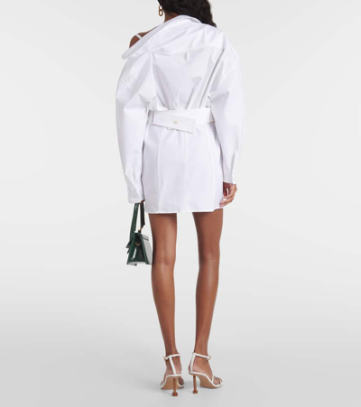 Shop Jacquemus La Mini Robe Chemise Cotton Shirt Dress In White