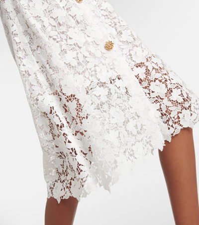 Shop Oscar De La Renta Embellished Lace Midi Dress In White