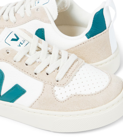 Shop Veja V-10 Leather Sneakers In Multicoloured