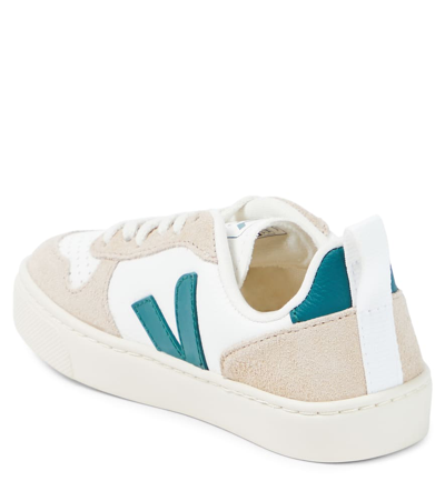 Shop Veja V-10 Leather Sneakers In Multicoloured