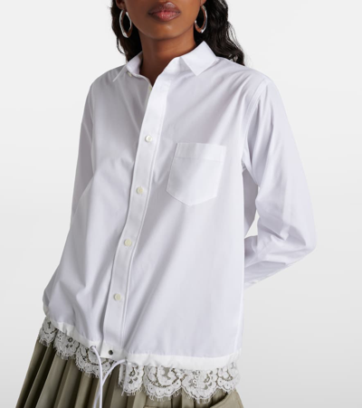 Shop Sacai Lace-trimmed Poplin Shirt In Multicoloured