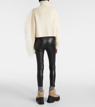 Cordova Ploma Shearling-trimmed Wool Sweater In White