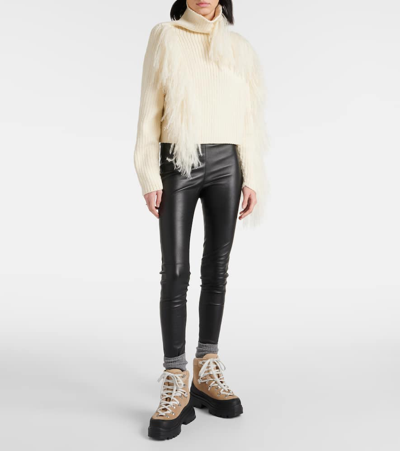 Shop Cordova Ploma Shearling-trimmed Wool Sweater In White